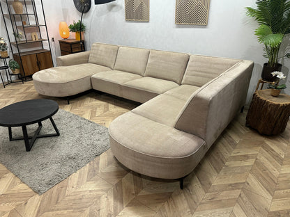 Crème/Beige Velvet U Zetel ~ Vaste Kussens