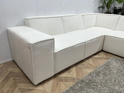 !Showroommodel! Witte Ribstof Hoekzetel ~ Vaste kussens