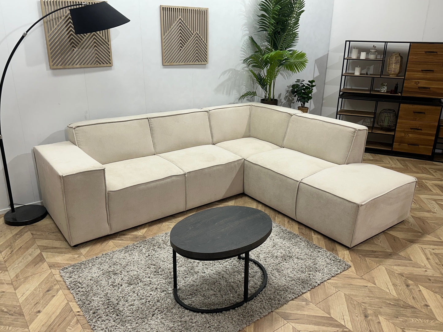 !Showroommodel! Crème Suède Stoffen Hoekzetel