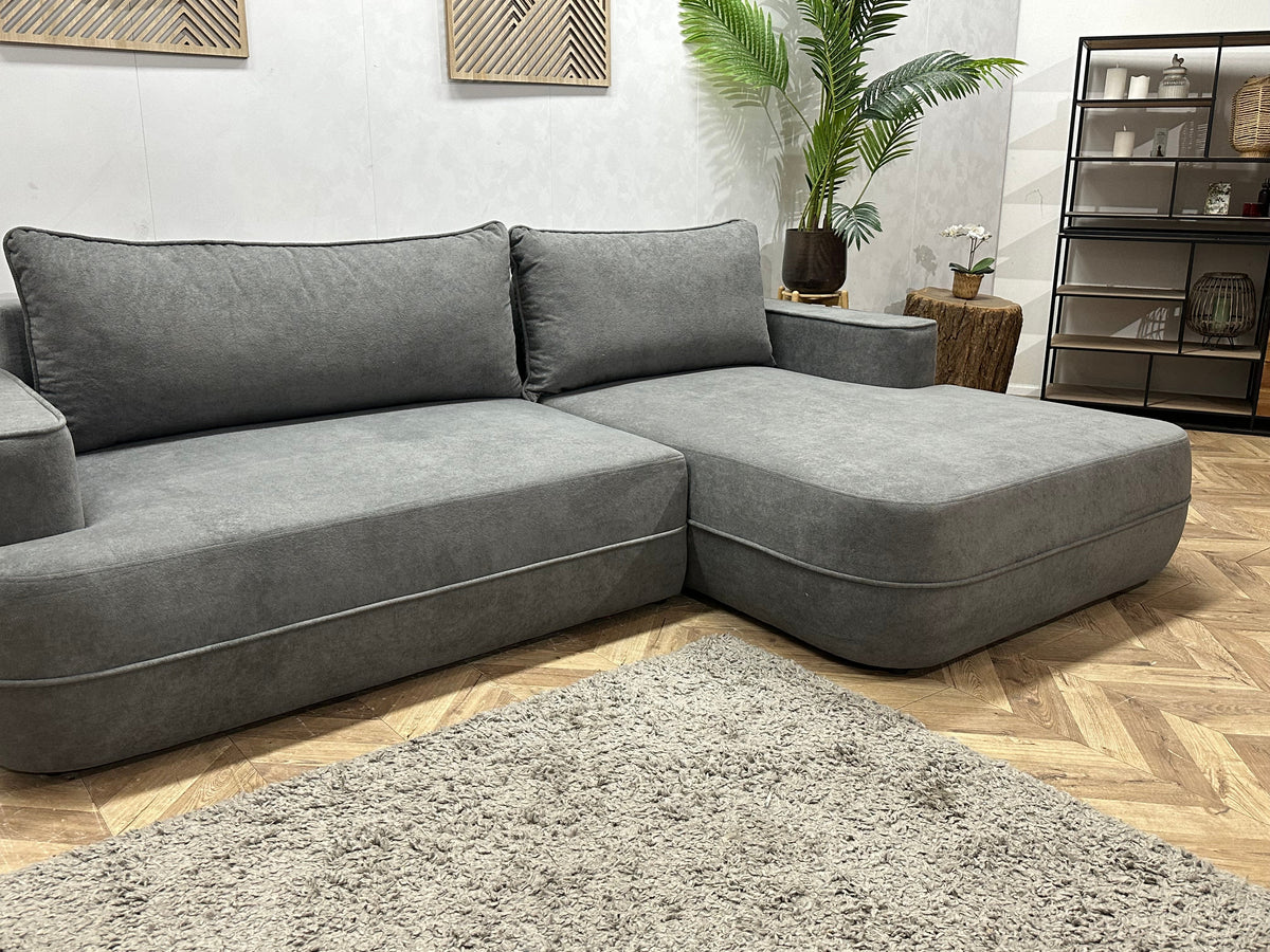 !Showroommodel! Grijze Velvet Hoekzetel