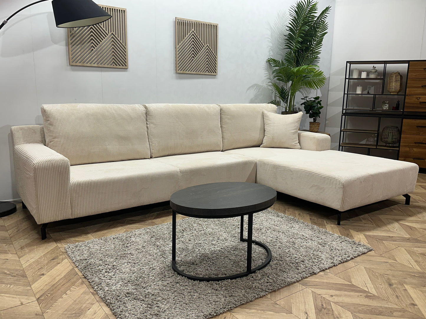 !Showroommodel! Witte/Crème Ribstof Hoekzetel