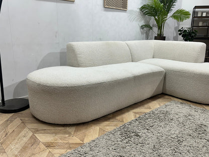 Witte Bouclé Stoffen Hoekzetel ~ Vaste Kussens