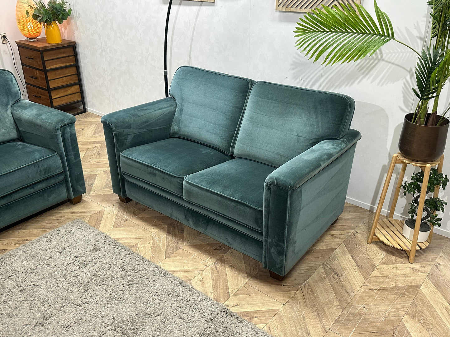 Blauwe Velvet Zetels Set ~ Vaste Kussens