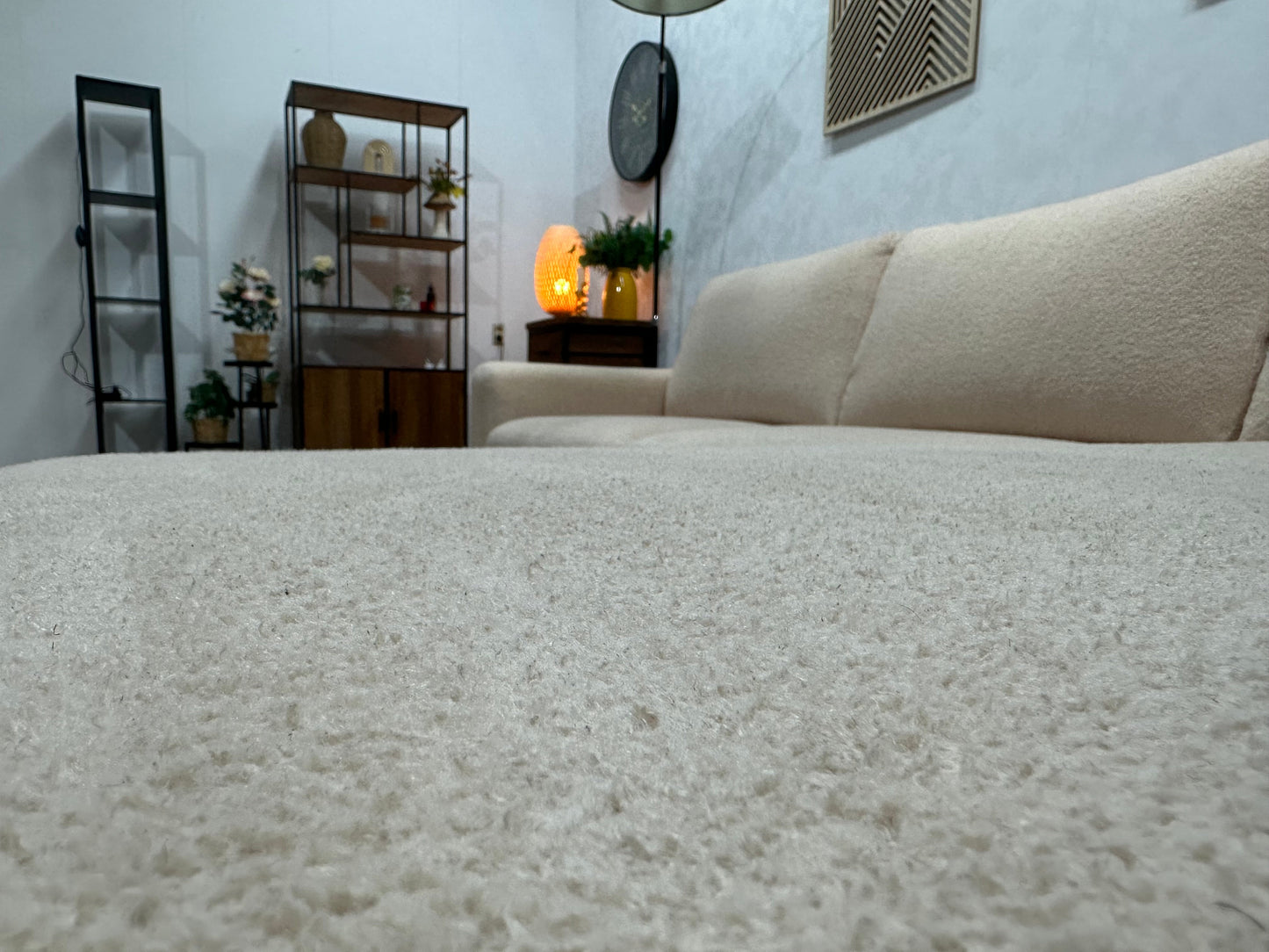 !Showroommodel! Crème Bouclé Hoekzetel