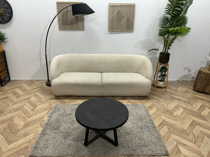 Witte Bouclé Stoffen 2.5-Zits Zetel ~ Vaste Kussens