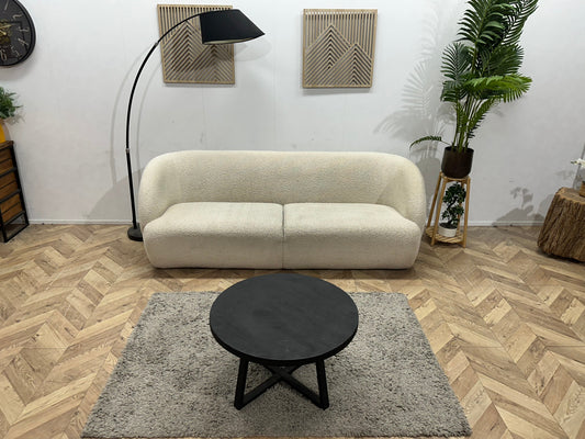 Witte Bouclé Stoffen 2.5-Zits Zetel ~ Vaste Kussens