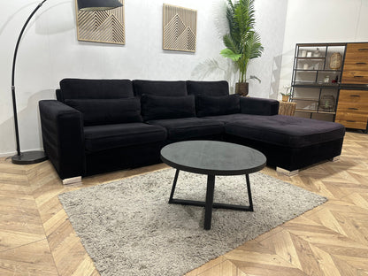 Zwarte Velvet Hoekzetel ~ Losse Kussens Met Afneembare Hoezen