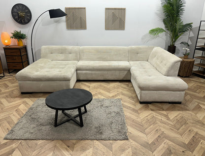 !Showroommodel! Witte Ribstof U Zetel ~ Slaapfunctie