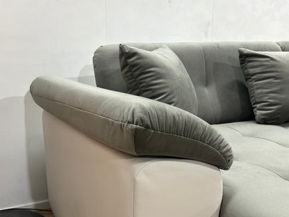 !Showroommodel! Grijze/Witte Velvet/Leather Look U Zetel
