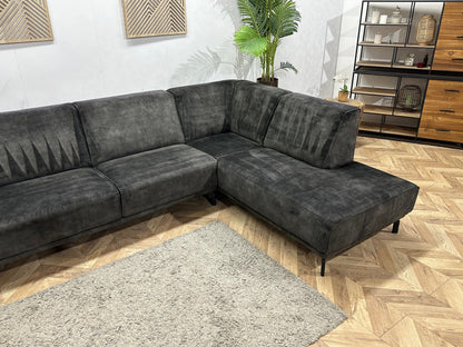 Antraciet Velvet Hoekzetel ~ Vaste Kussens