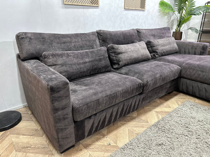 Antraciet Velvet Hoekzetel ~ Losse Kussens Met Afneembare Hoezen