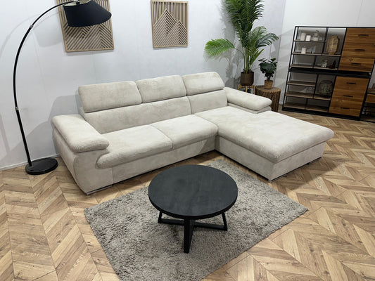 !Showroommodel! Witte Ribstof Hoekzetel ~ Verstelbare Hoofdsteunen
