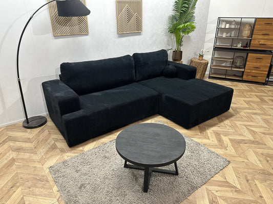 !Showroommodel! Zwarte Ribstof Hoekzetel