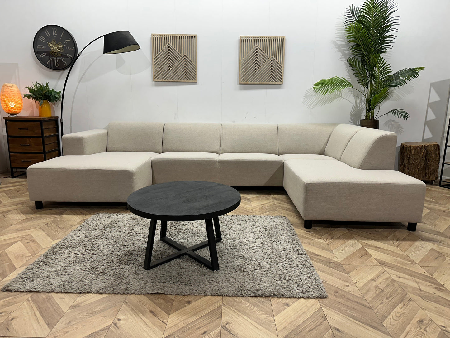 SoTrue Beige Stoffen U Zetel ~ Vaste Kussens