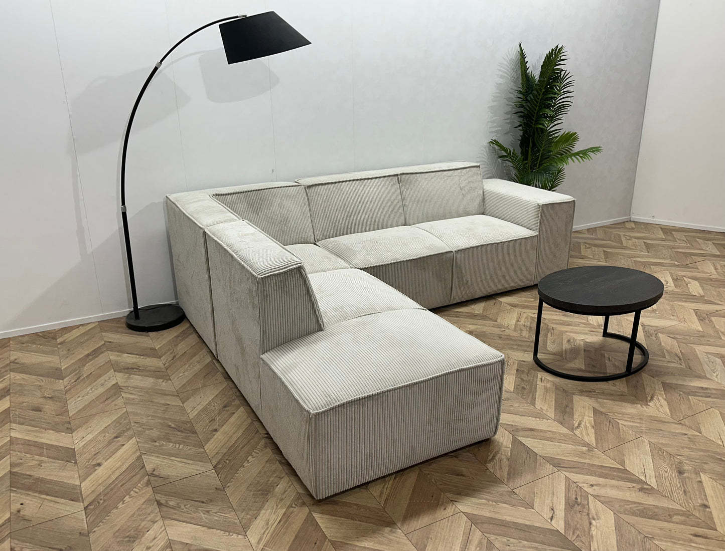 !Showroommodel! Witte Ribstof Hoekzetel