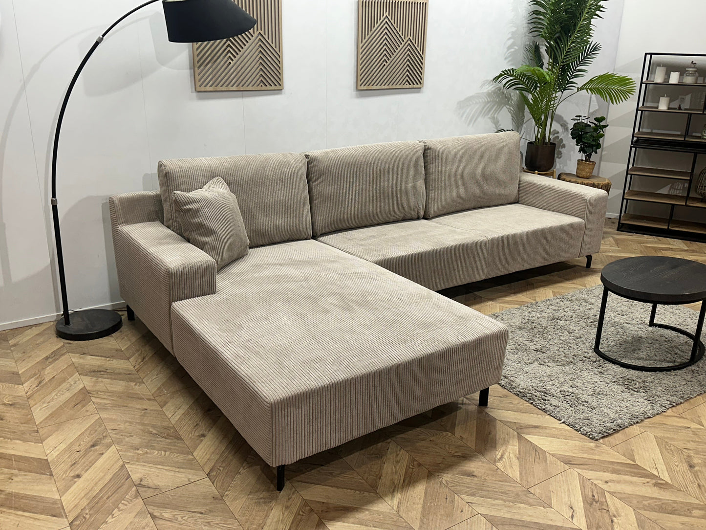 !Showroommodel! Licht Bruine Ribstof Hoekzetel