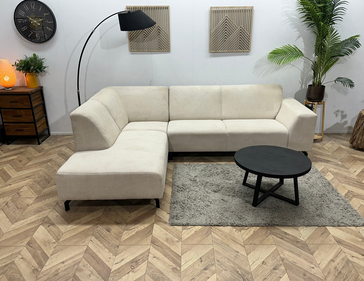 !Showroommodel! Crème Suède Stoffen Hoekzetel