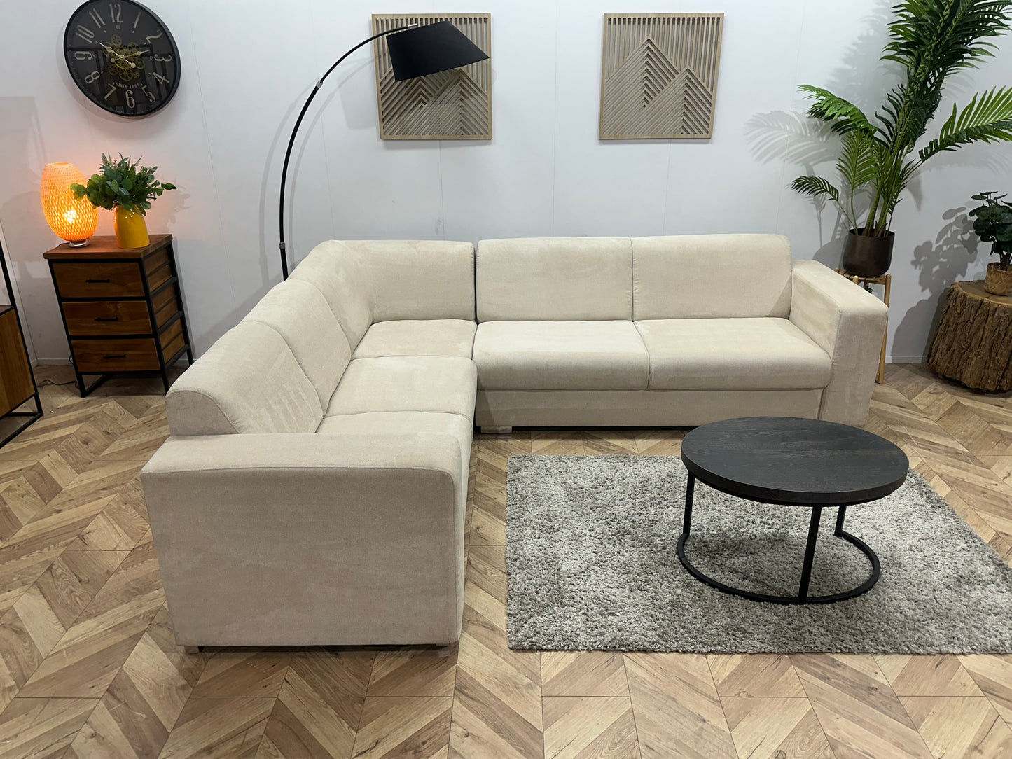 !Showroommodel! Crème Suède Stoffen Hoekzetel