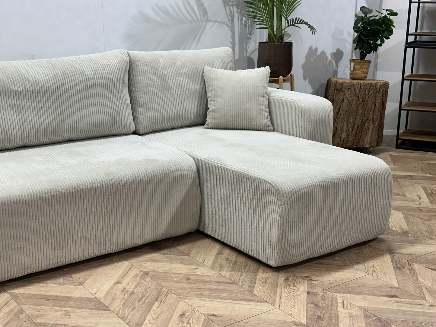 !Showroommodel! Witte Ribstof Hoekzetel