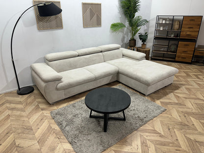 !Showroommodel! Witte Ribstof Hoekzetel ~ Verstelbare Hoofdsteunen