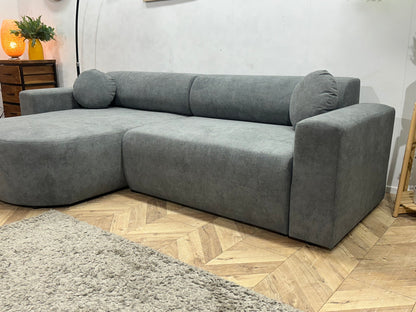 !Showroommodel! Grijze Velvet Hoekzetel ~ Slaapfunctie