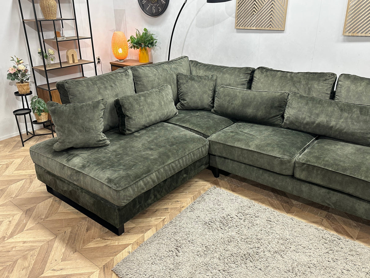Donker Groene Velvet Hoekzetel ~ Losse Kussens Met Afneembare Hoezen