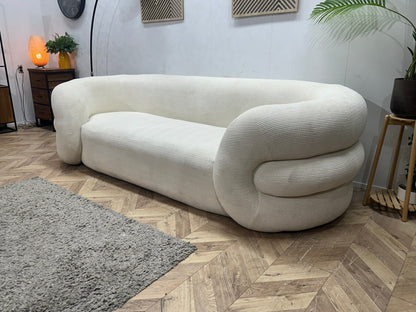 Witte Bouclé Stoffen 2.5-Zits Zetel ~ Vaste Kussens