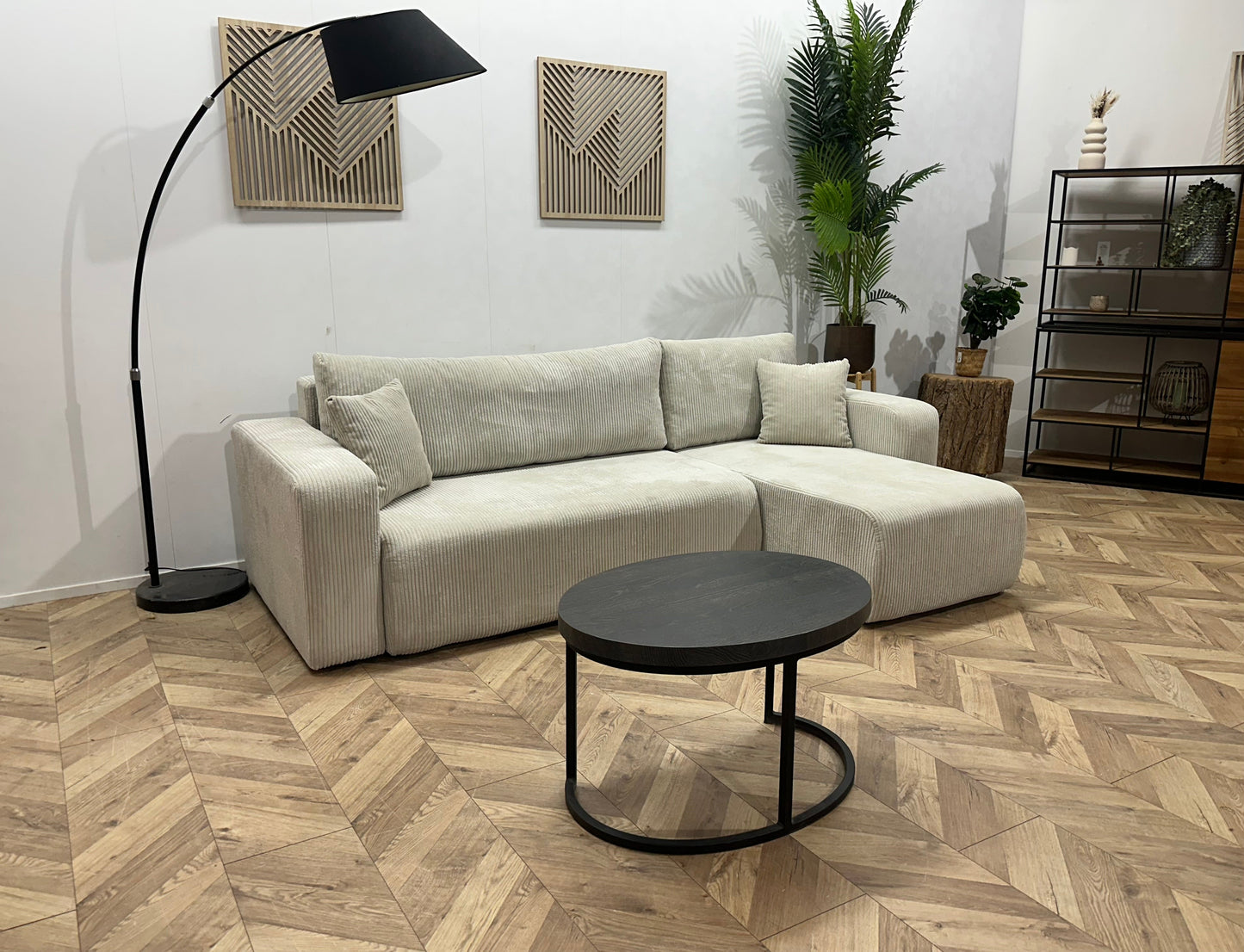 !Showroommodel! Witte Ribstof Hoekzetel