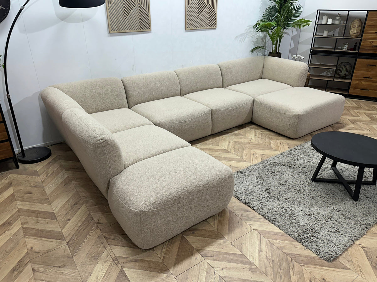 !Showroommodel! Beige Bouclé Stoffen U Zetel