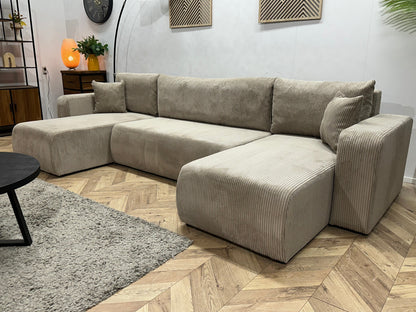 !Showroommodel! Licht Bruine Ribstof U Zetel