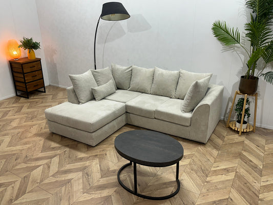 !Showroommodel! Witte/Crème Ribstof Hoekzetel