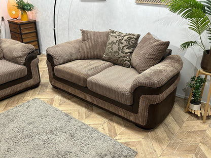 Bruine Ribstof/Suede Stoffen Hoekzetel ~ Losse Kussens Met Afneembare Hoezen