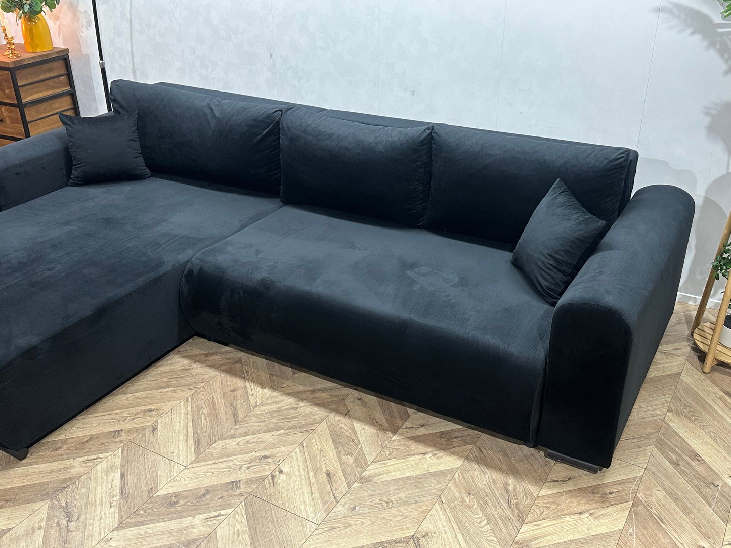 !Showroommodel! Zwarte Velvet Hoekzetel