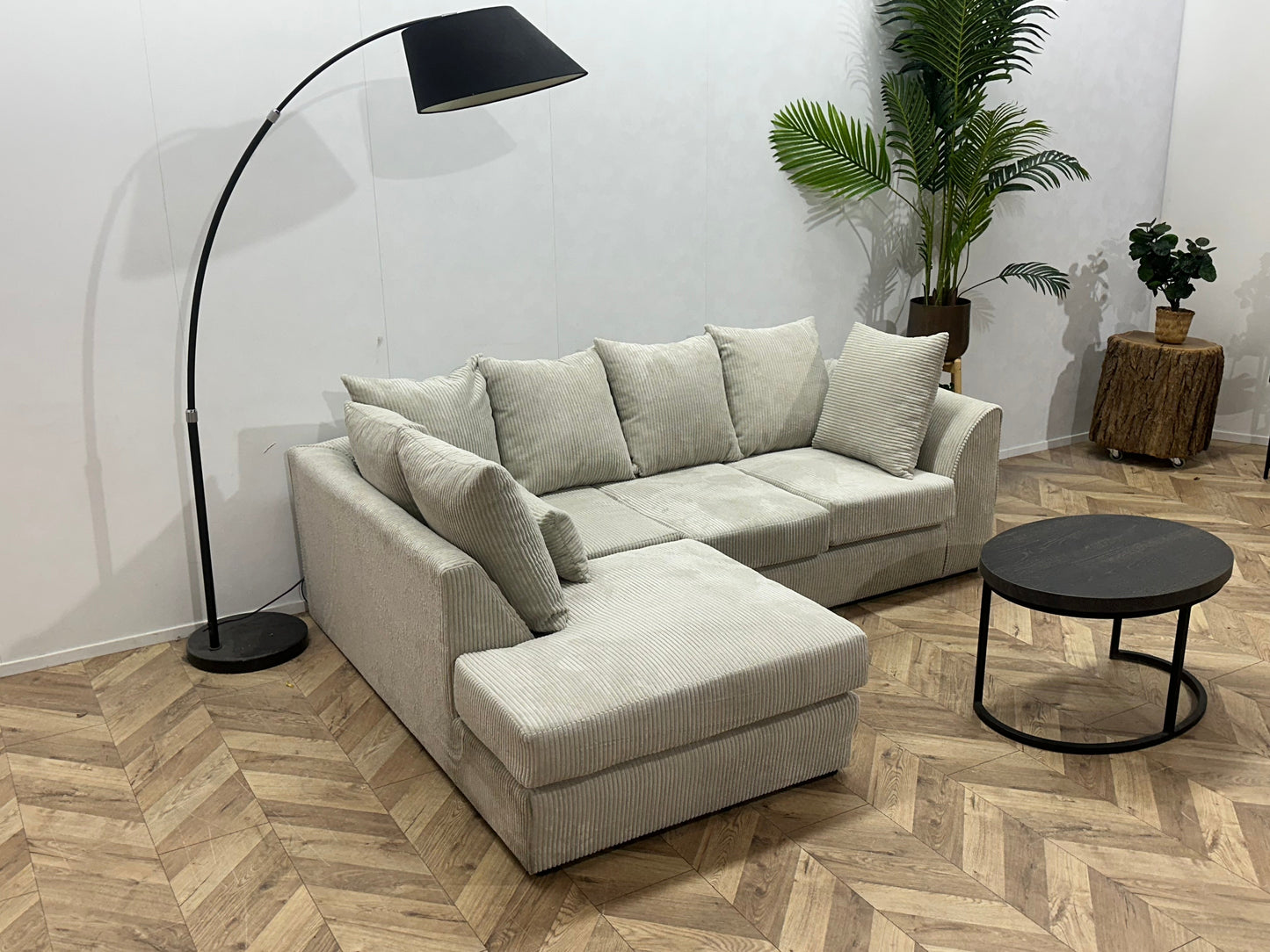 !Showroommodel! Witte/Crème Ribstof Hoekzetel
