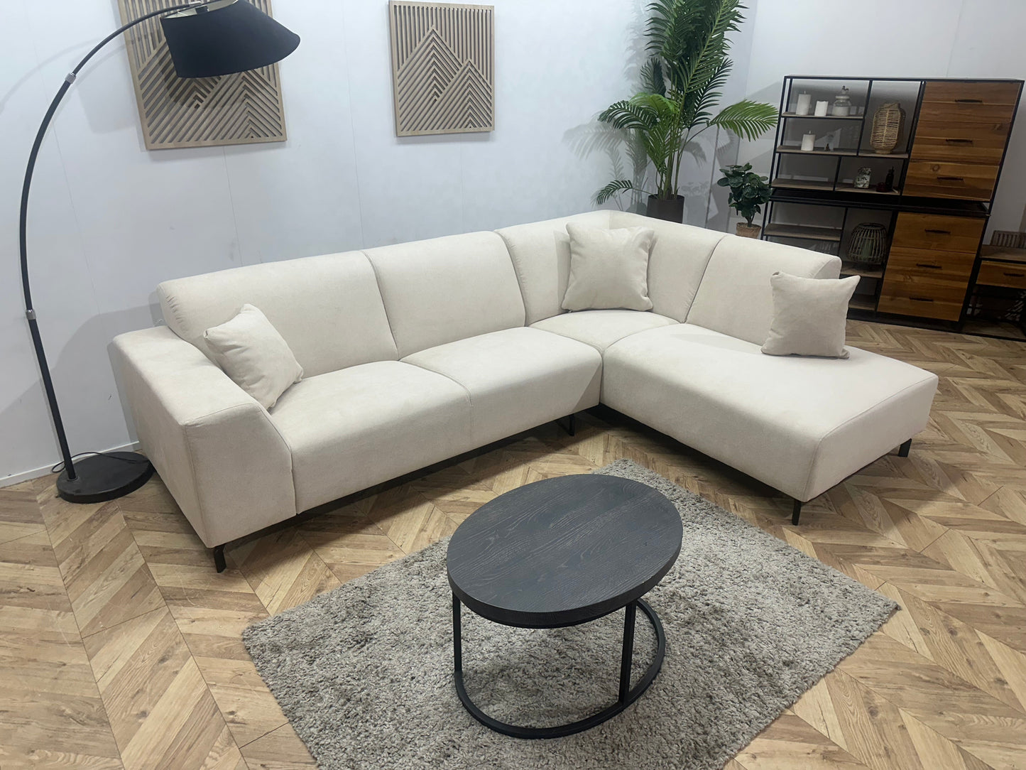 !Showroommodel! Crème Suède Stoffen Hoekzetel