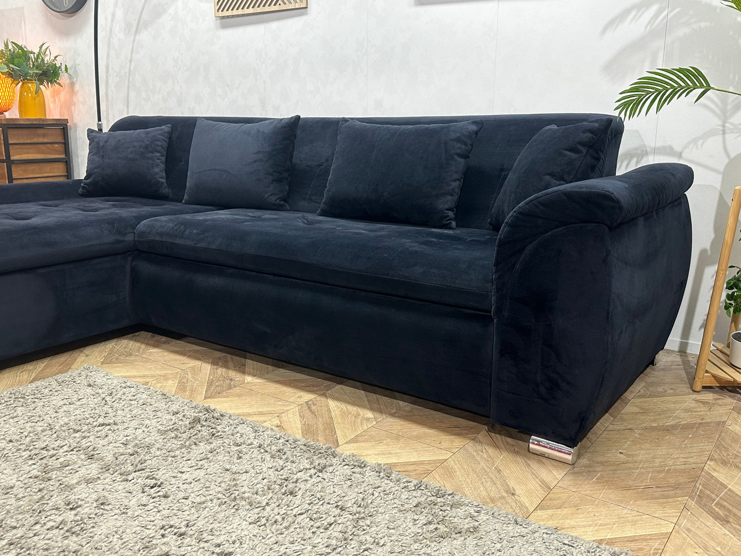 !Showroommodel! Zwarte Velvet Hoekzetel ~ Slaapfunctie