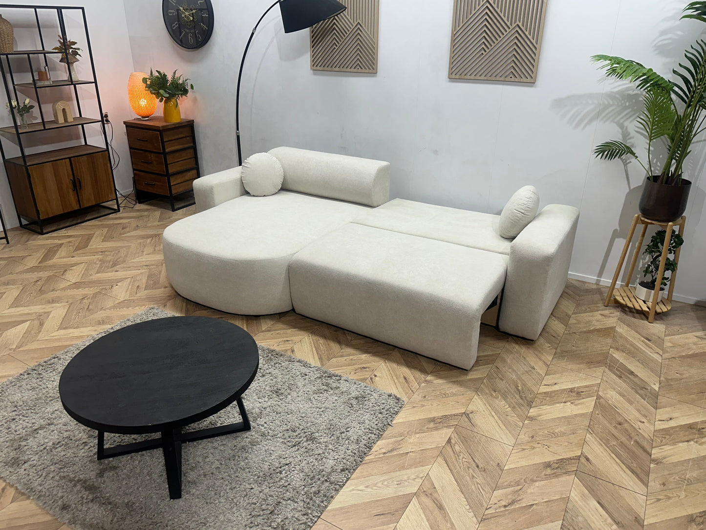 !Showroommodel! Witte Velvet Hoekzetel ~ Slaapfunctie