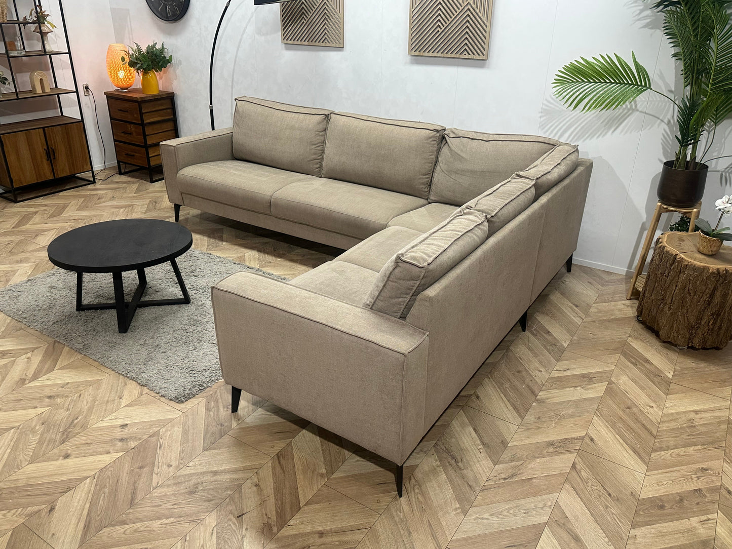 Beige Suède Stoffen Hoekzetel ~ Vaste Kussens