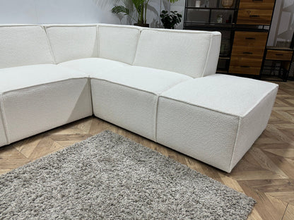 !Showroommodel! Witte Ribstof Hoekzetel ~ Vaste kussens