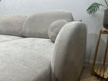!Showroommodel! Taupe Chenille Stoffen U Zetel