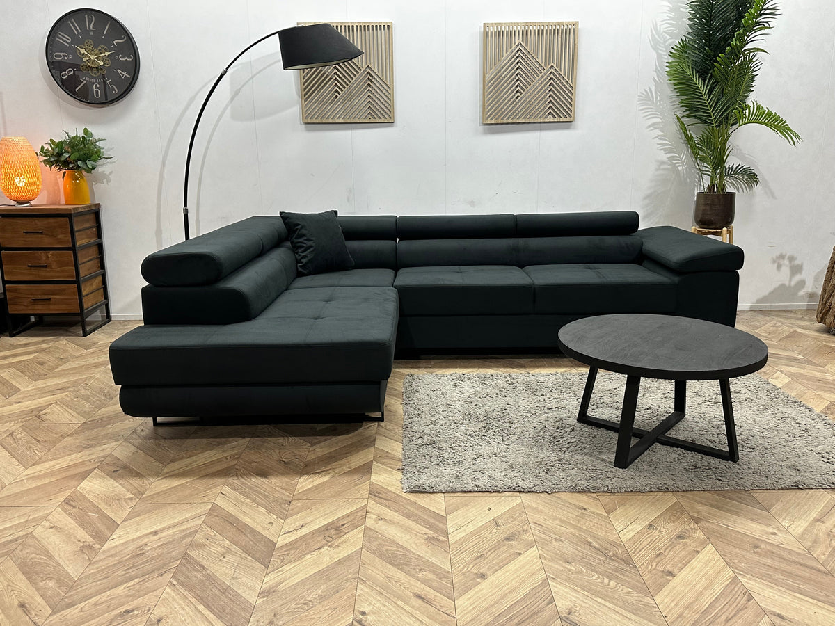 !Showroommodel! Zwarte Velvet Hoekzetel