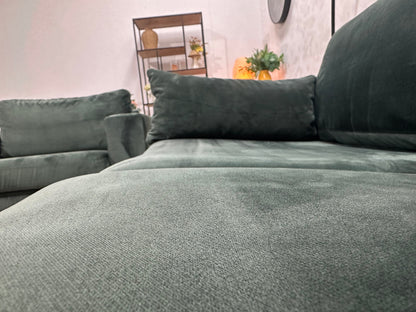 Groene Velvet Zetels Set Inc Hockers ~ Losse Kussens Met Afneembare Hoezen