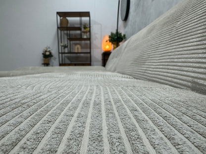 !Showroommodel! Witte Ribstof U Zetel ~ Slaapfunctie