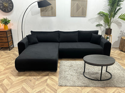 !Showroommodel! Zwarte Velvet Hoekzetel