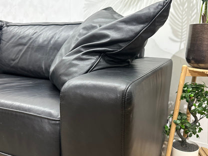 N-Joy Zwarte Leather Look Hoekzetel ~ Losse Kussens Met Afneembare Hoezen