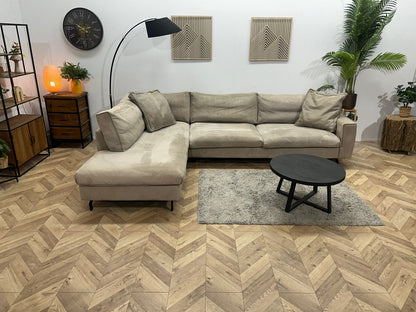 Taupe Velvet Hoekzetel ~ Losse Kussens Met Afneembare Hoezen