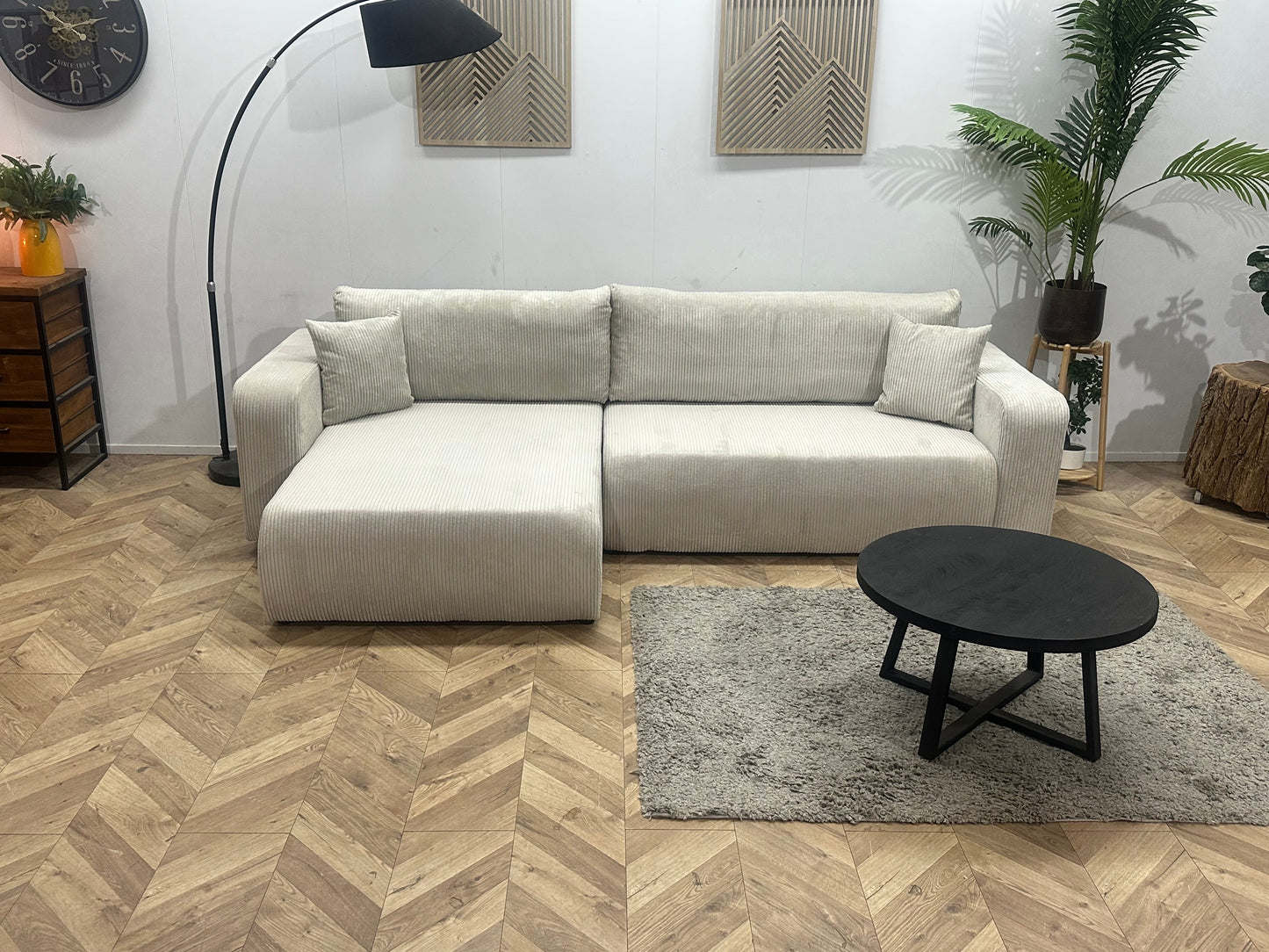 !Showroommodel! Witte Ribstof Hoekzetel