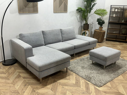 Licht Grijze Design Hoekzetel Inc Hocker ~ Losse Kussens Met Afneembare Hoezen