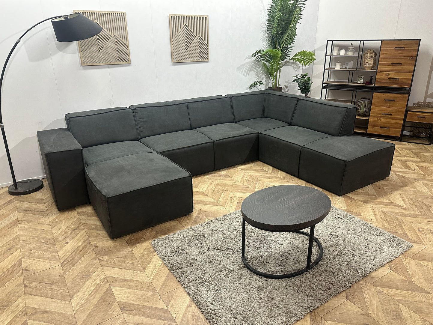 !Showroommodel! Antraciet Suède Stoffen U Zetel