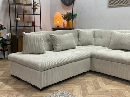 !Showroommodel! Witte Ribstof Hoekzetel
